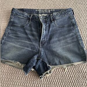 American Eagle Outfitters Distressed Dark Blue Denim Cutoff Shorts